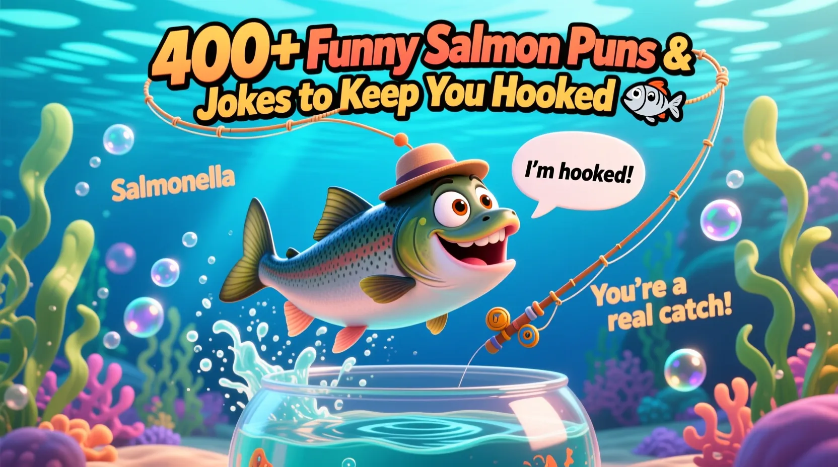 You are currently viewing 400+ Funny Salmon Puns & Jokes to Keep You Hooked 🎣