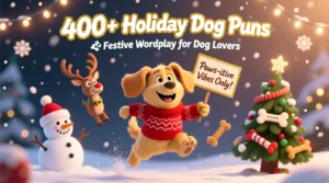 Read more about the article 400+ Holiday Dog Puns 🐾 Festive Wordplay for Dog Lovers