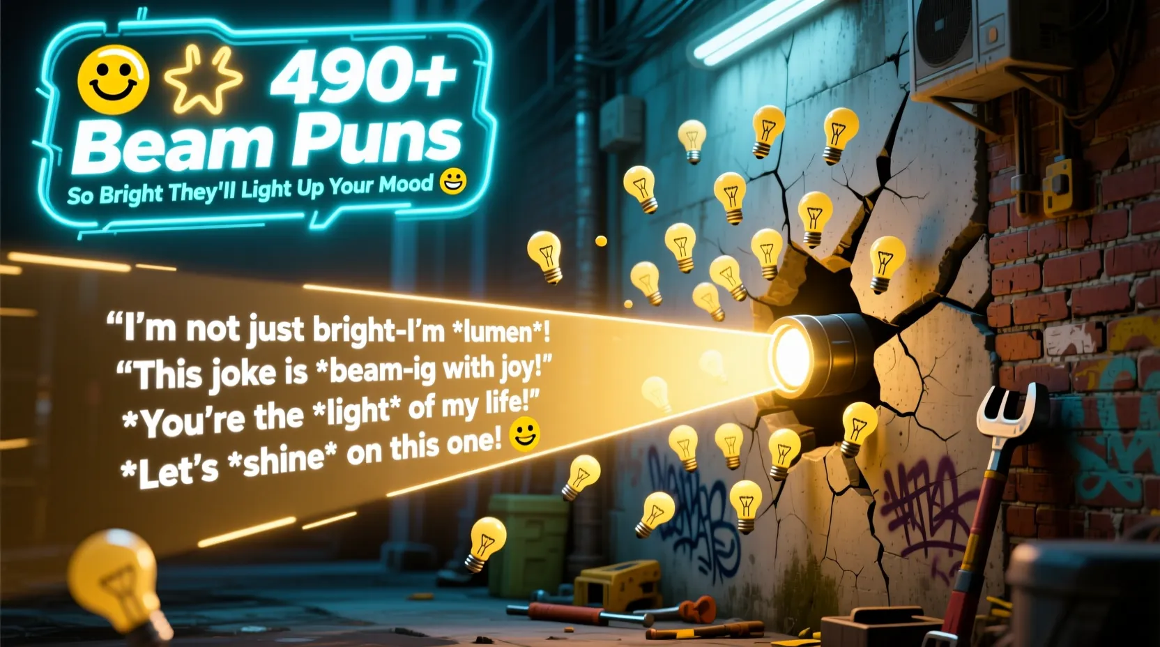 Read more about the article 😎💡 490+ Beam Puns So Bright They’ll Light Up Your Mood 🔨😂